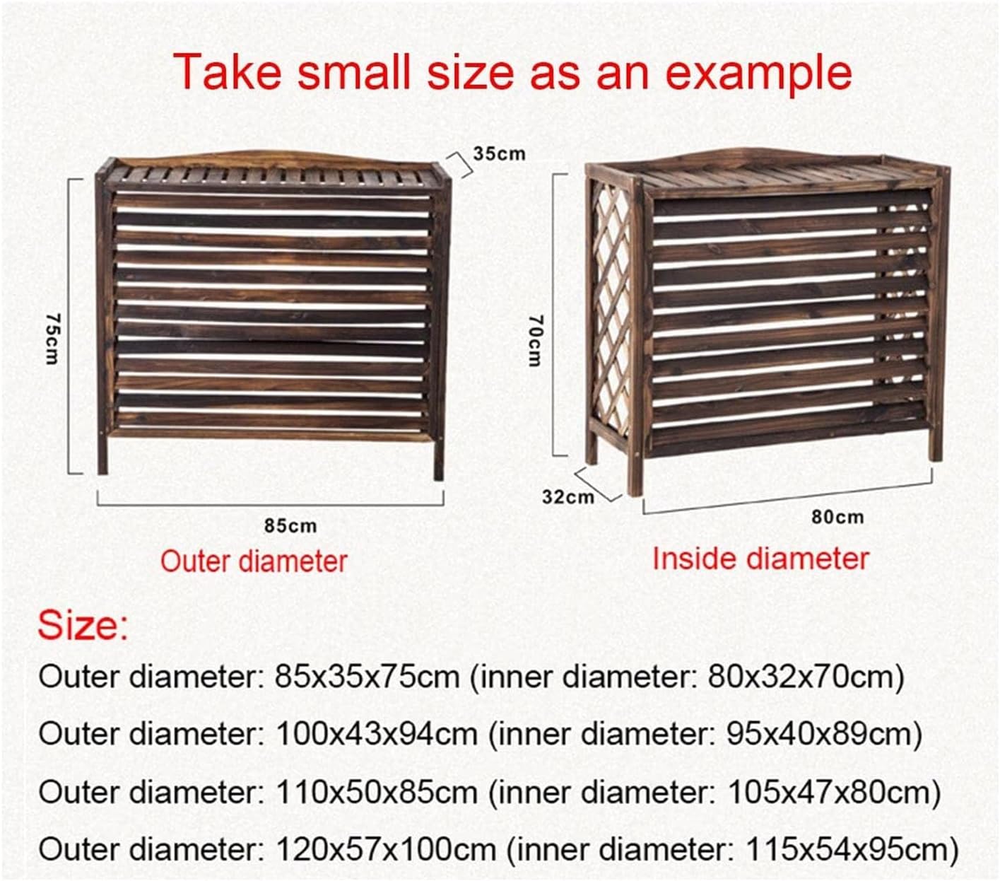 GENERIC Housse De Climatiseur En Bois Massif Avec Pot De Fleurs - Protection Anti-corrosion - Marron - Élégant Et Design