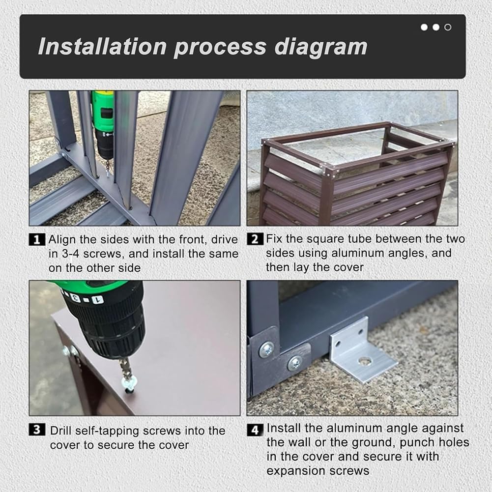 GENERIC Housse De Protection En Aluminium Pour Climatiseur à 3 Panneaux, Protection De L'unité De Climatisation Extérieure, Réduction Du Bruit, Résistant Aux Intempéries, 110 X 80 X 60 Cm, Marron