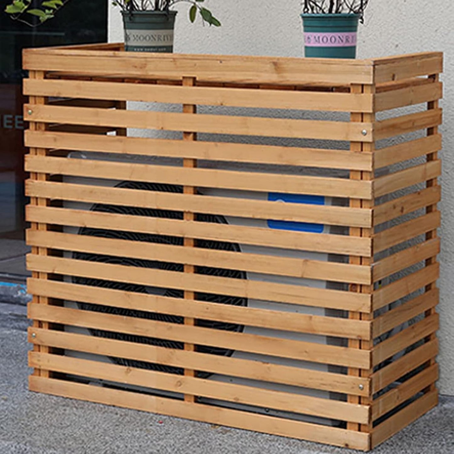 GENERIC Bonsai Design Housse En Bois Pour Climatiseur – Protection Pour Unité Extérieure | Cadre AC élégant Pour Différents Réglages | Solution Résistante Aux Intempéries Et élégante