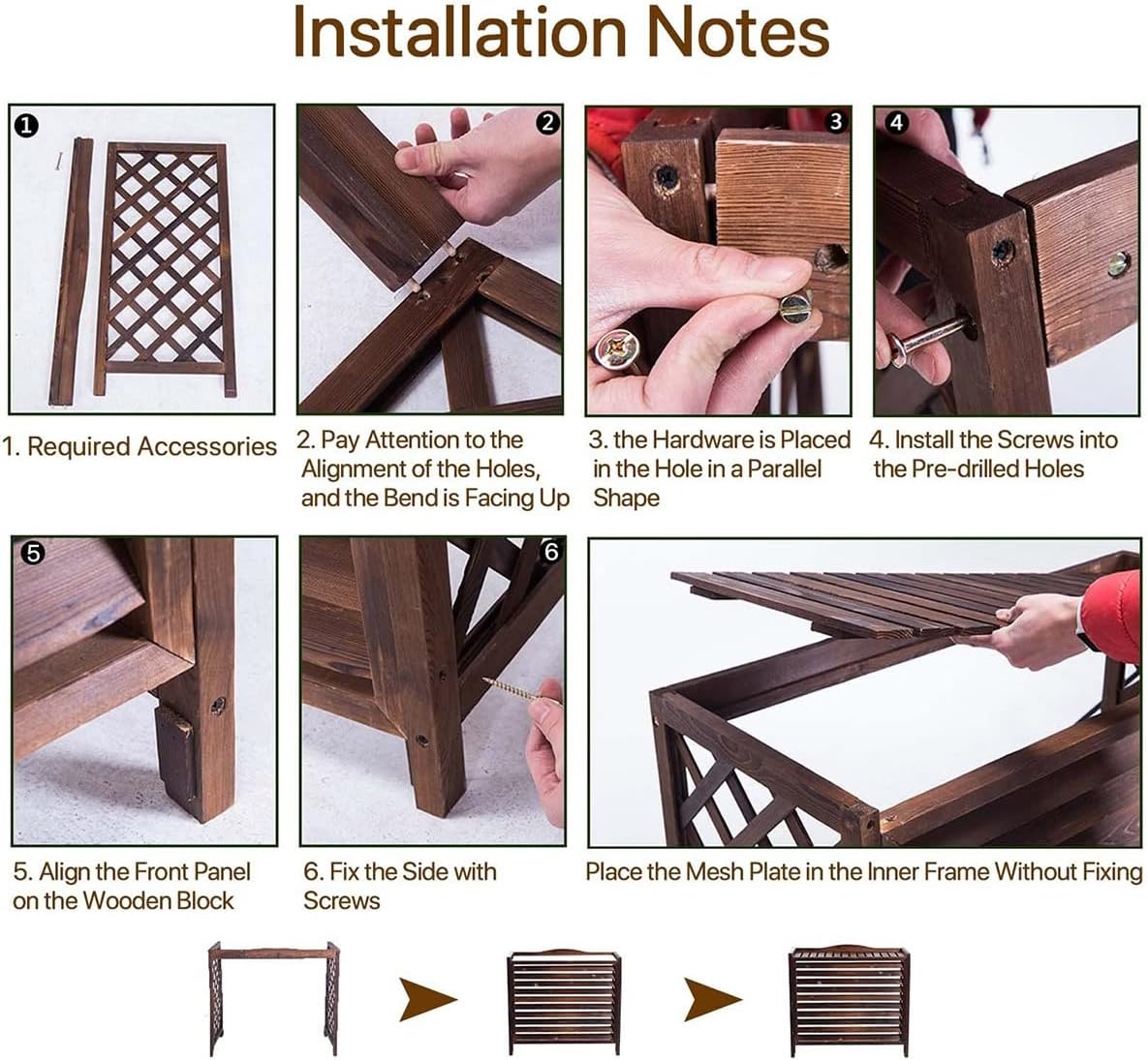 GENERIC Housse De Protection En Bois Pour Climatiseur D'extérieur – Support Robuste En Bois Massif Pour Unités De Climatisation Et Pompes à Chaleur – Grilles De Protection Imperméables – Clôture élégante Et