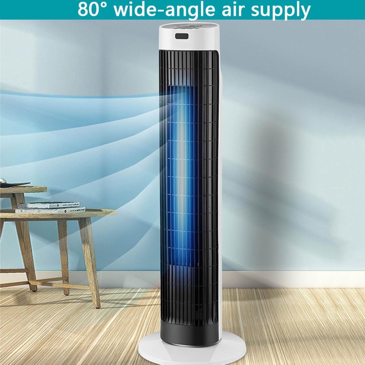  Climatiseur Portable Silencieux Ventilateur D'air Froid Qui Souffle De L'Air Froid Avec 3 Vitesses Et 3 Modes, Ventilateur Tour Sans Lames Oscillant à 80° Pour Chambre, Bureau à Domicile