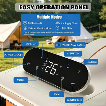  Climatiseur D'extérieur Portable,Climatiseur Mobile,pour Tente,Refroidissement/Chauffage,3 Vitesses De Ventilation,Faible Consommation D'énergie Aucune Installation Nécessaire Cold+Heat
