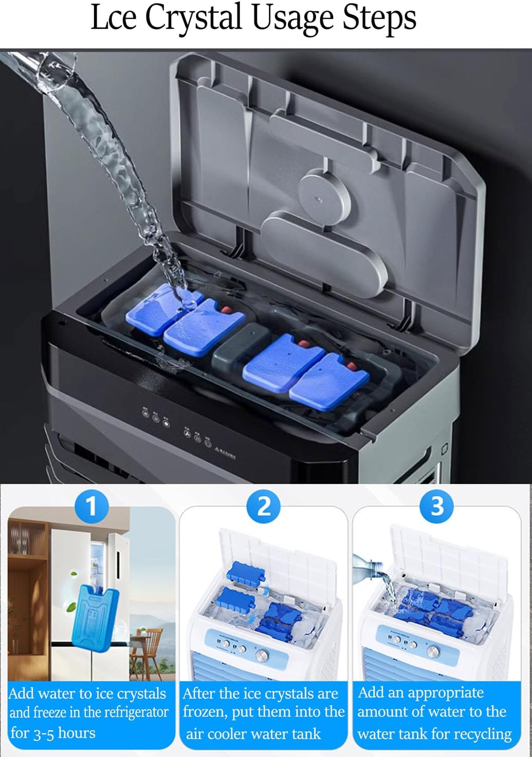 GENERIC Refroidisseur D'air Portable Avec Réservoir à Distance Et 40L, Ventilateur D'évaporation De Rideau De Glace à 3 Vitesses Pour La Pièce, Dispositif De Refroidissement Automatique De Terre Oscillante Av