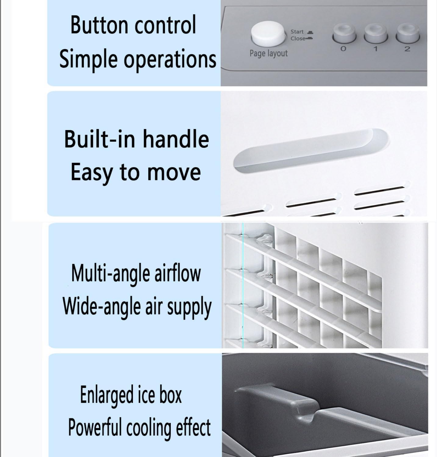 GENERIC Refroidisseur D'air Portable Avec Réservoir De 10L, 3 étapes Et 120 ° Pivotant.Quiet 35dB, Roulettes Pour Jardin, Garage Ou Bureau.avec 2 Batteries Réfrigérées Pour La Brise Fraîche.