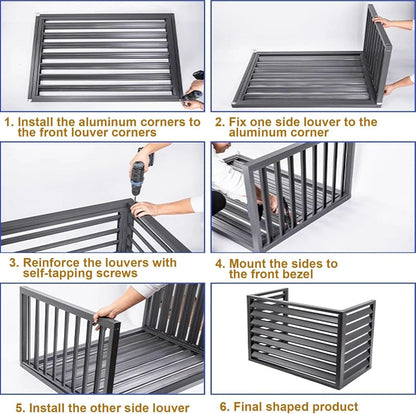  Housse D'unité De Climatisation Extérieure En Aluminium Et Protection De Pompe à Chaleur, Housse De Climatiseur Divisée Pour Réduction Du Bruit Et Support De Plantes, Bouclier Résistant Aux