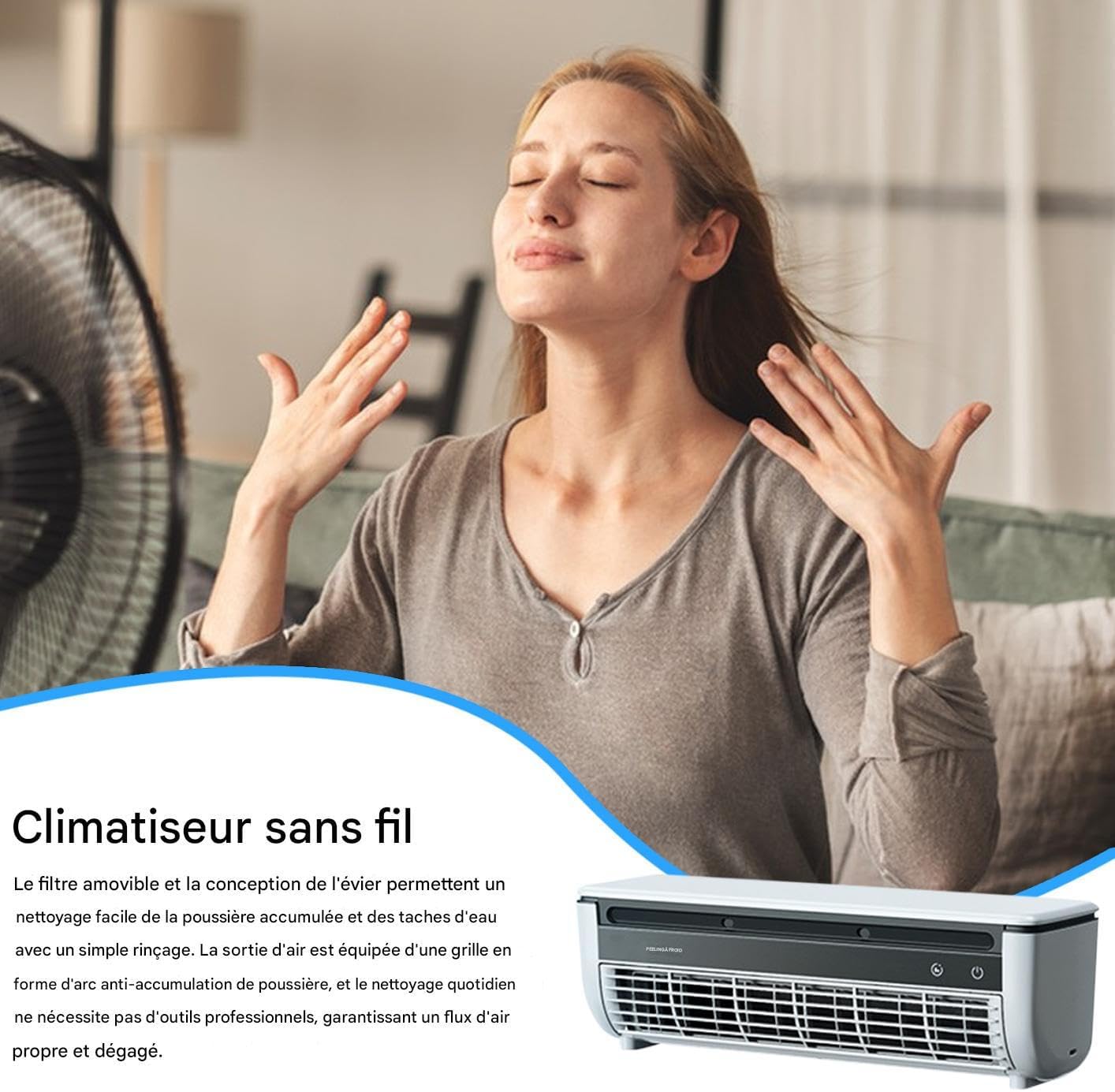  Ventilateur Rafraîchisseur D'Air, Ventilateur D'Air Frais Pour Chambre à Coucher, Appareil Trois Vitesses Réglable Pour Optimisation Espace Intérieur Extérieur Dorm Camping Table