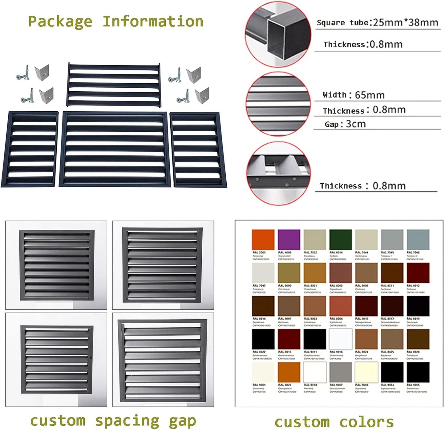 GENERIC Housse De Climatiseur Extérieur Et écran De Clôture – Volets En Alliage D'aluminium Anti-corrosion – Support Décoratif Pour Plantes Pour 2 à 3P Unités Noir B – Améliore L'attrait Et La Protection Des