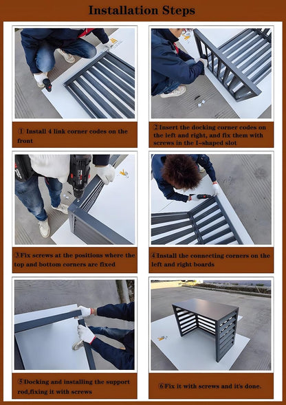 GENERIC Housse De Climatiseur D'extérieur En Aluminium – Clôture Autoportante à Persiennes Antirouille Résistante Aux Intempéries Design élégant Installation Et Entretien Faciles Pour Unités AC