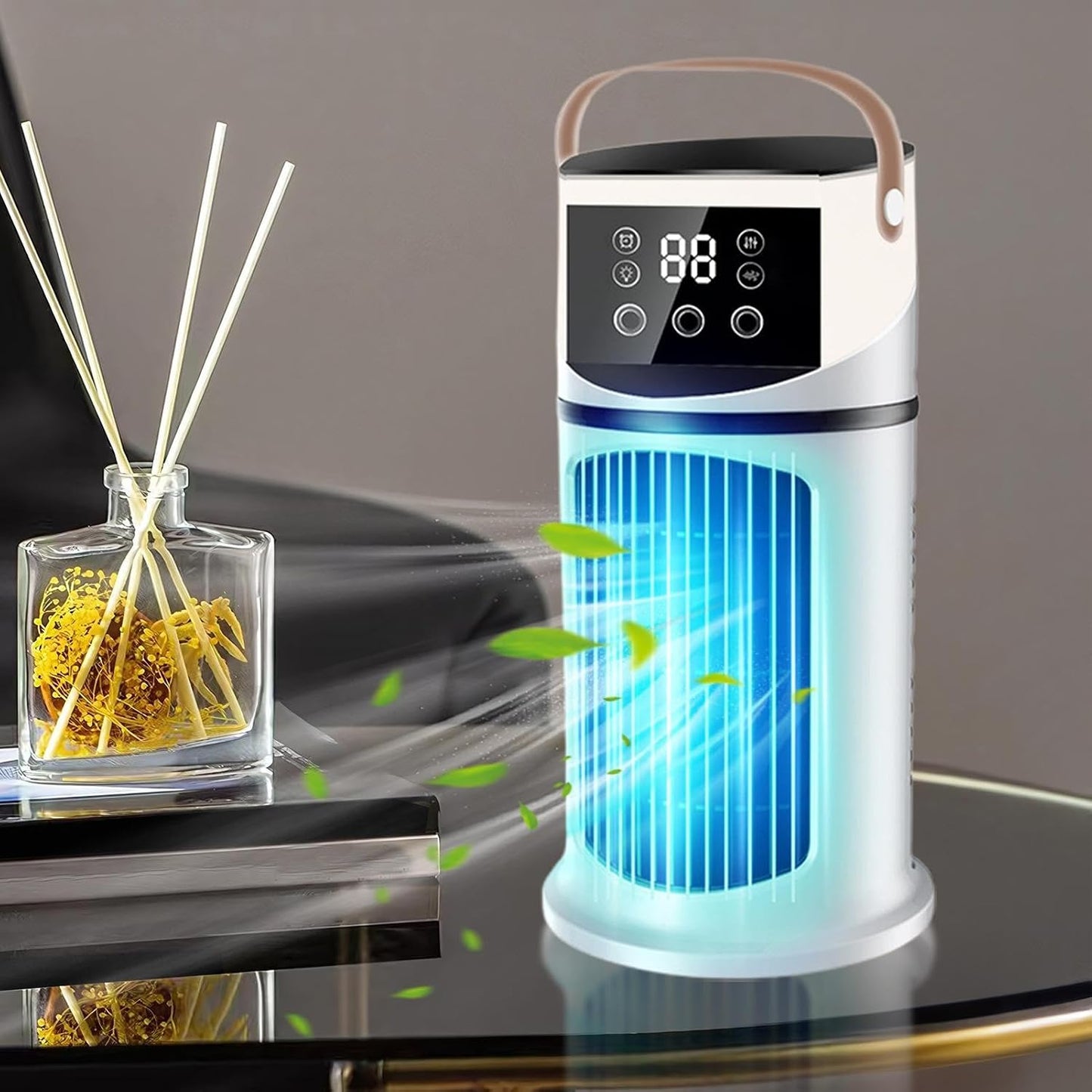  Ventilateur Climatiseur De Bureau - Climatiseur Mobile Pour Intérieur - Appareil De Brumisation Purifiante 9 Vitesses Réglable Avec Éclairage Pour Dortoir, Salon Et Chambre à Coucher