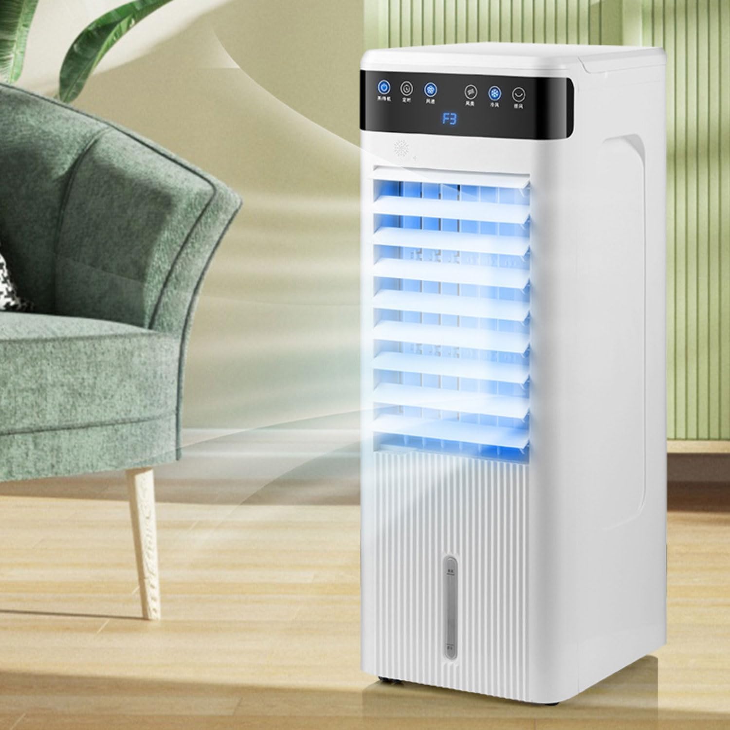 GENERIC Ventilateur De Support Refroidi à L'eau Avec Réservoir 4L, Oscillation Silencieuse Et Refroidisseur à évaporation Timer. Pour La Maison Et Le Bureau. Refroidissement Silencieux Par Double Contrôle Et