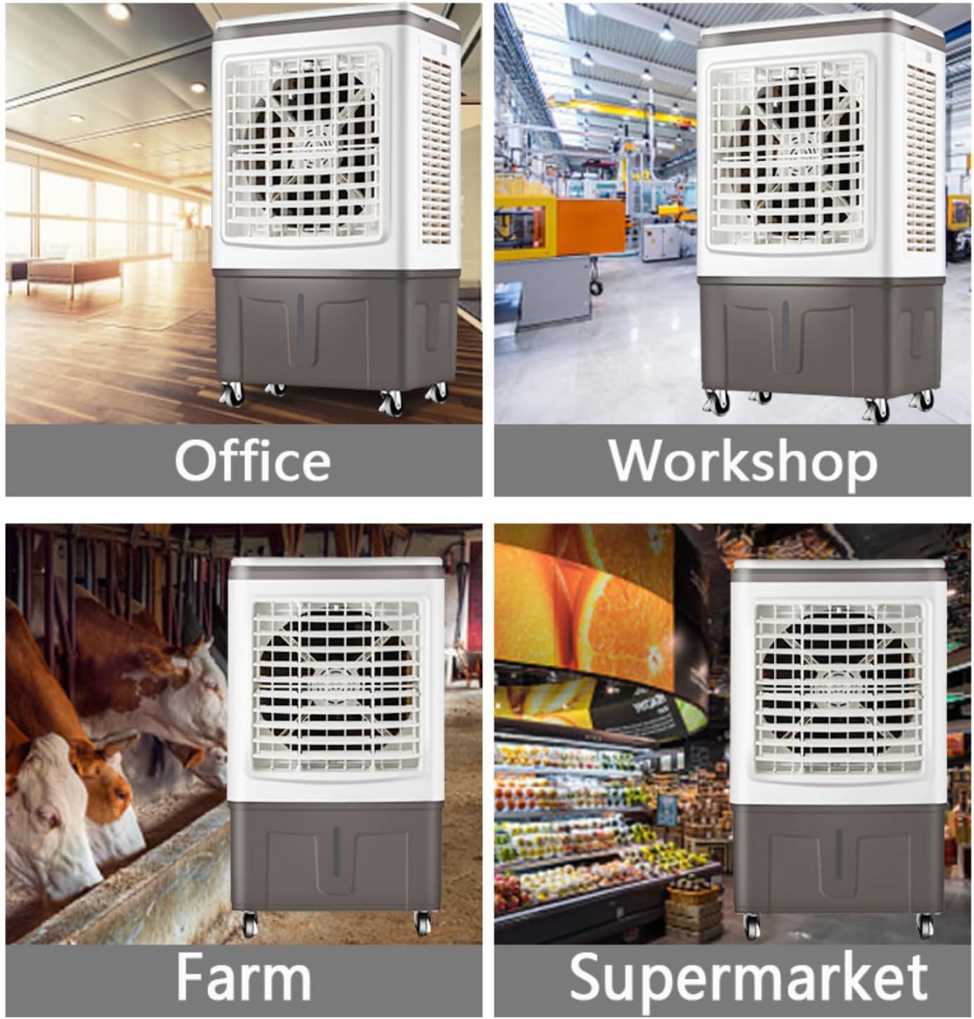  Rafraichisseur D'Air Mobile 40L Climatiseur Mobile Portable Humidificateur Ventilateur 3 Vitesses Mode Nuit Silencieux Minuterie 12H Ventilateur Refroidisseur D'Air Avec Télécommande Pour Chambres