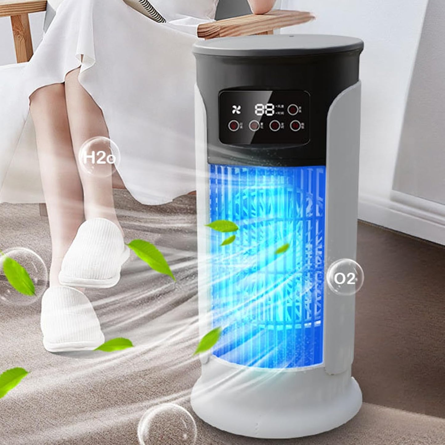  Ventilateur AC - Ventilateur Évaporatif USB De Bureau Rafraîchisseur D'Air,Minuterie Silencieuse Refroidisseur D'Air Réservoir 300 Ml Compact Pour Chambre Voiture Et Extérieur