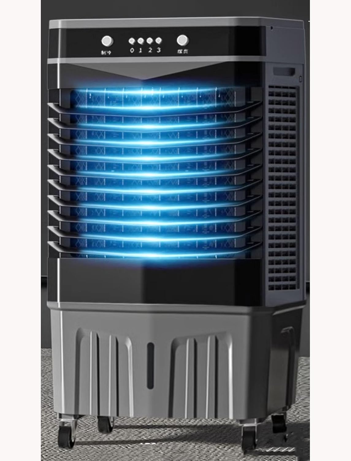 GENERIC Refroidisseur D'air évaporatif 3 En 1, Unité à Courant Alternatif Portable 55L Avec Cristaux De Glace, Oscillation à 120 °, 3 Vitesses Et Minuterie, Aucun Tuyau Requis Pour L'opération Silencieuse De