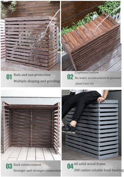 GENERIC Housse Pour Climatiseur Central Extérieur - Volets En Bois Pour Une Protection Contre Les Intempéries Et Un écran élégant Et Durable
