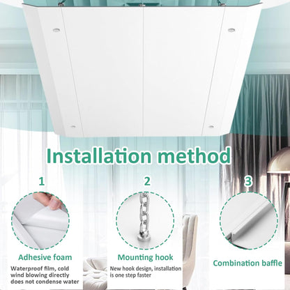  Déflecteur De Climatiseur Pour Plafond Carré, Hauteur Réglable, Déflecteur De Ventilation Suspendu, Anti-condensation, Lavable, Chaîne Ventilation Plafond Fixe (18x18 Pouces)