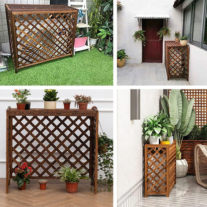 GENERIC Housse De Protection Pour Climatiseur Extérieur En Bois - Grille De Protection Antivol - 83 X 35,6 X 74,9 Cm (L X L X H) - Pour Poubelles Ou Unités De Climatisation - Résistante Aux Intempéries