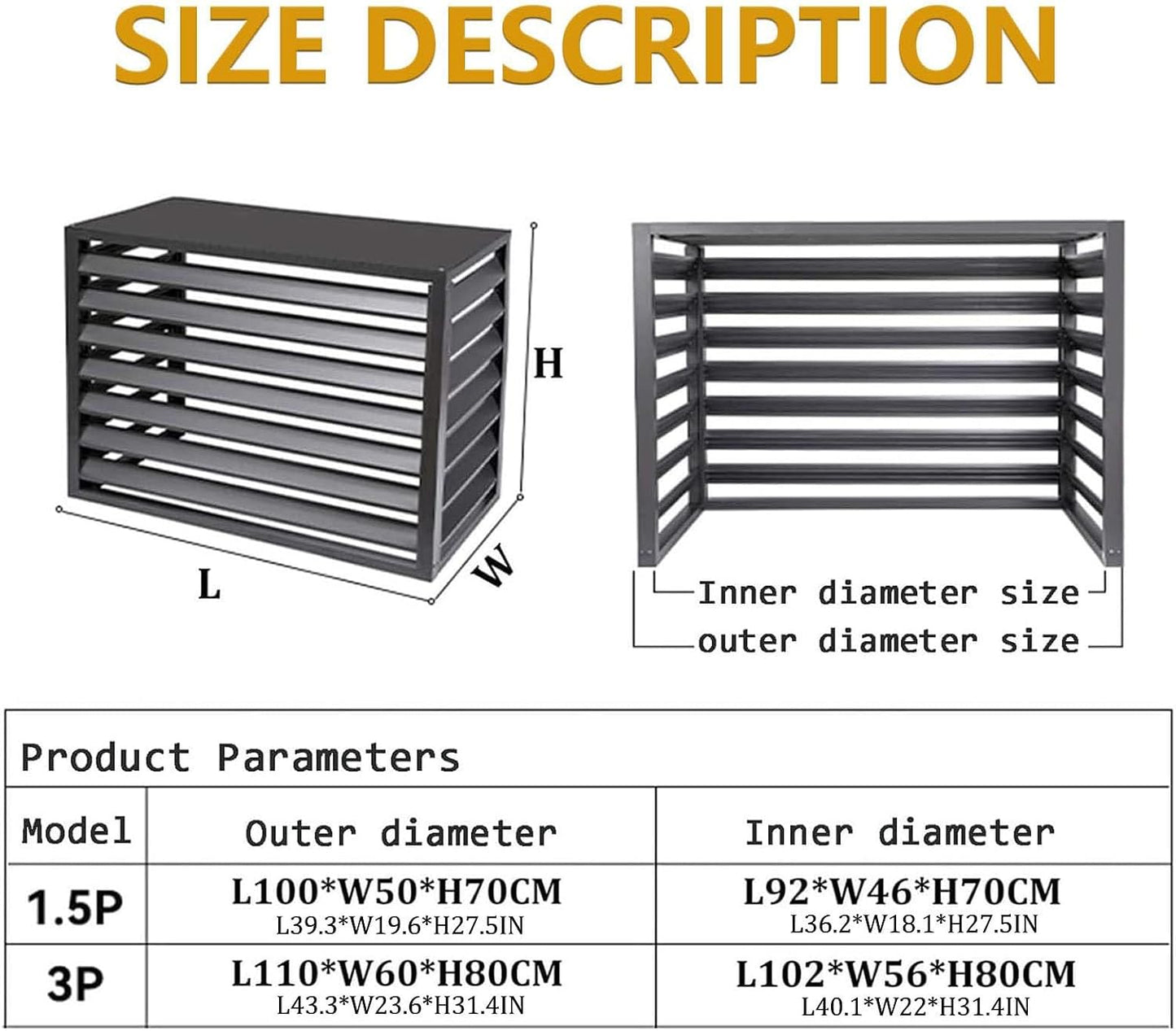 GENERIC Clôture De Climatiseur D'extérieur à 4 Panneaux En Aluminium Pour Protection De L'intimité Et Protection - Gris - 100 Cm - Cachez Votre Unité De Climatisation De Manière élégante Et Sécurisée