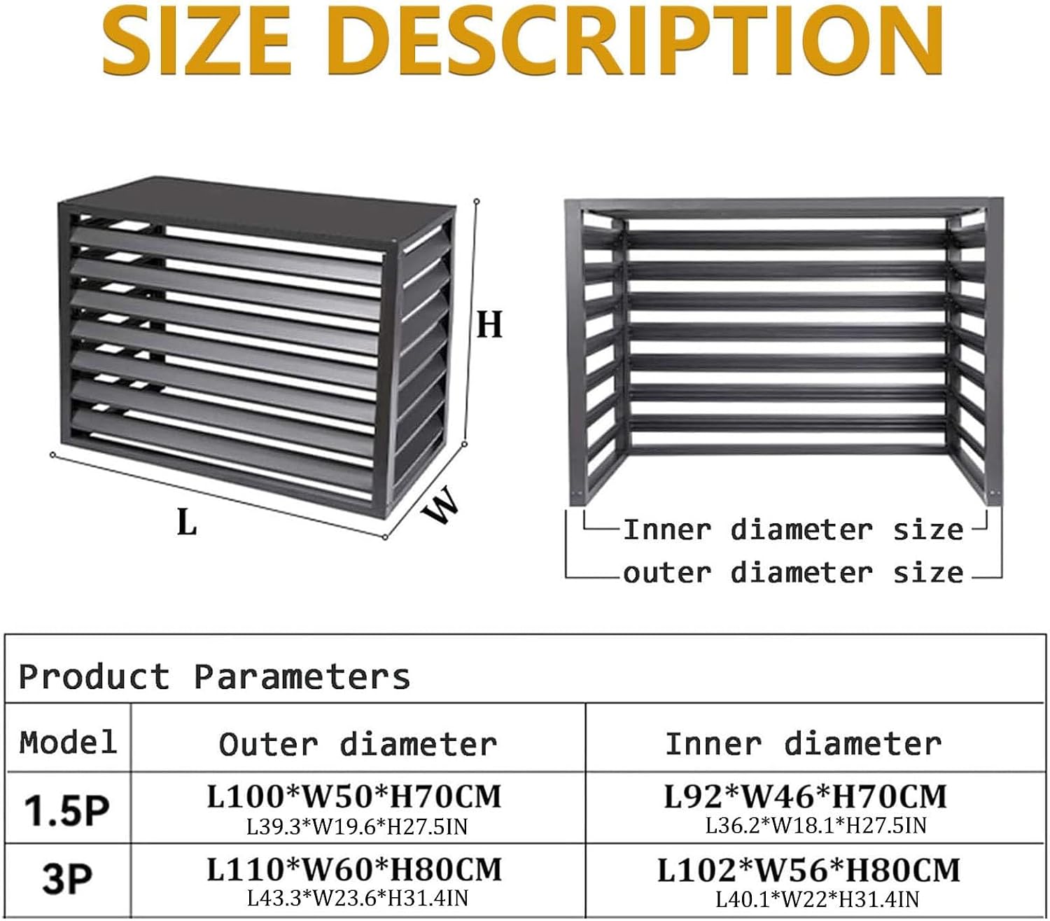 GENERIC Clôture De Climatiseur D'extérieur à 4 Panneaux En Aluminium Pour Protection De L'intimité Et Protection - Gris - 100 Cm - Cachez Votre Unité De Climatisation De Manière élégante Et Sécurisée