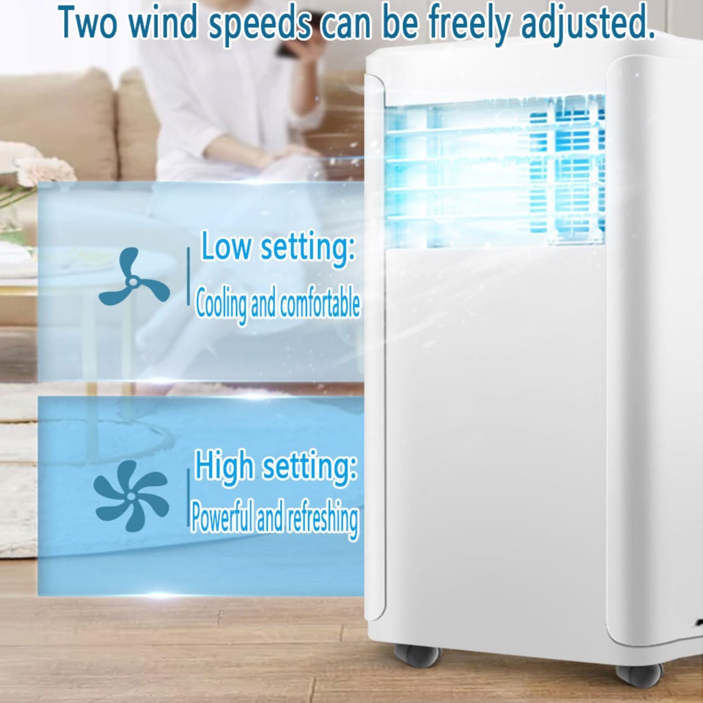GENERIC Climatiseur Portable, Climatisation Intelligente Silencieuse Avec Mode Veille/déshumidification Froide, Télécommande, Minuterie, Oscillation à 120°, Chambre à Coucher, Bureau
