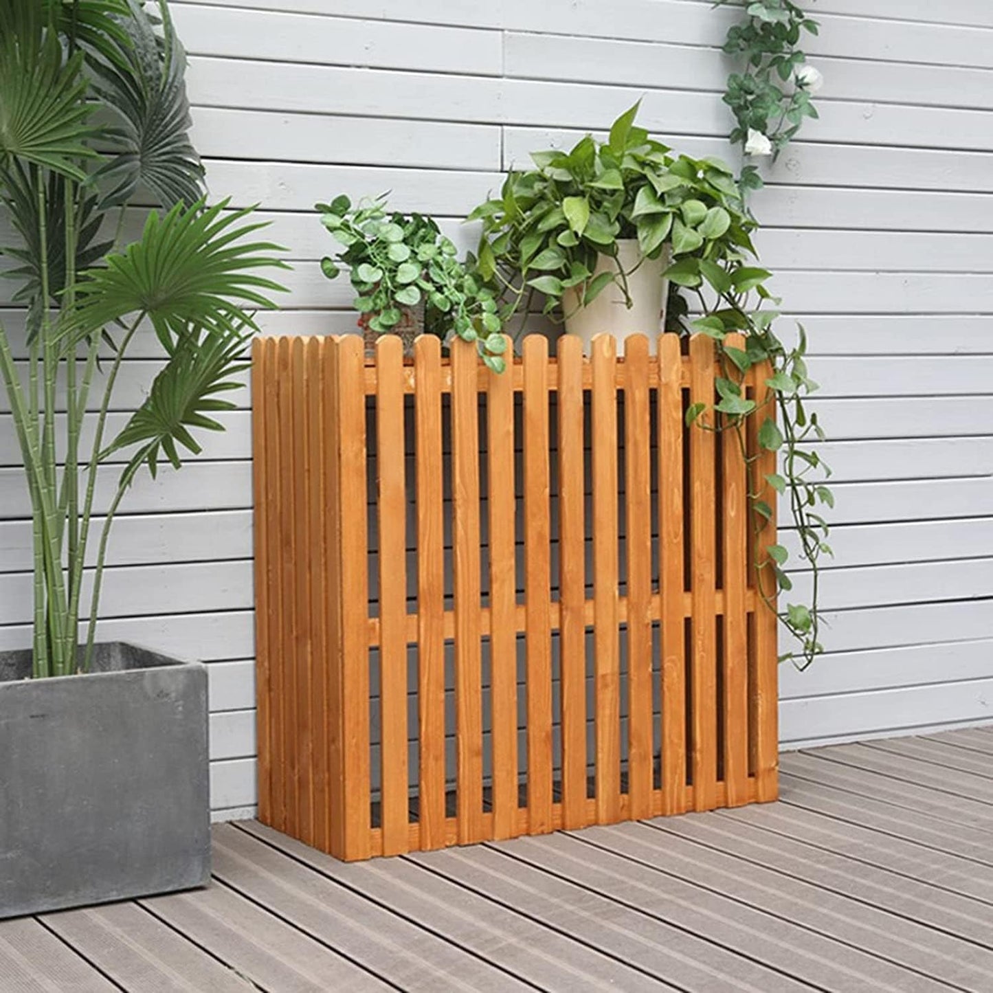 GENERIC Clôture Robuste Pour Climatiseur, Protection De L'intimité Et De La Protection Extérieures, Couleur Palissandre, Housse De Protection En Bois De Condensateur Pour L'extérieur, Cachez Votre Climatiseur