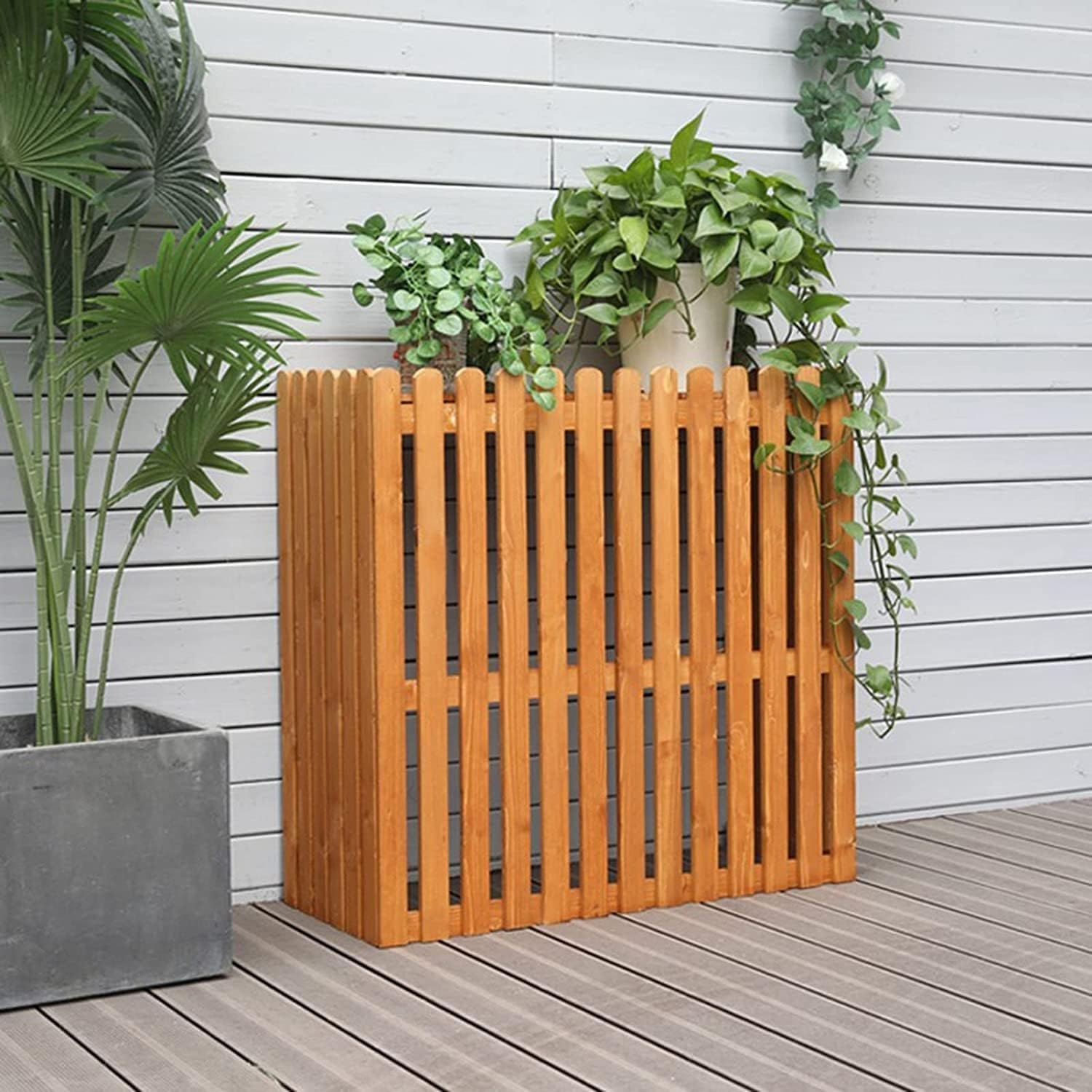 GENERIC Clôture Robuste Pour Climatiseur, Protection De L'intimité Et De La Protection Extérieures, Couleur Palissandre, Housse De Protection En Bois De Condensateur Pour L'extérieur, Cachez Votre Climatiseur