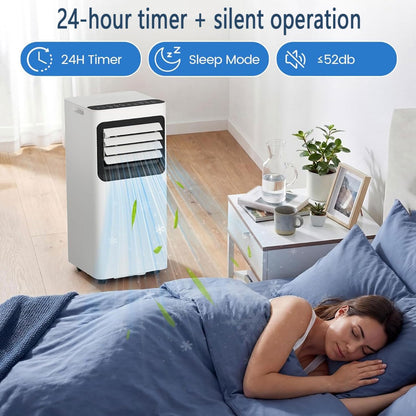  7000 BTU Climatiseurs Portables Climatiseur Portable Jusqu'à 350 Sq.Ft.Unité De Climatisation Portable Intelligente Avec Ventilateur Cool Déshumidificateur Sleep 24H Timer Remote & Installation Kit De