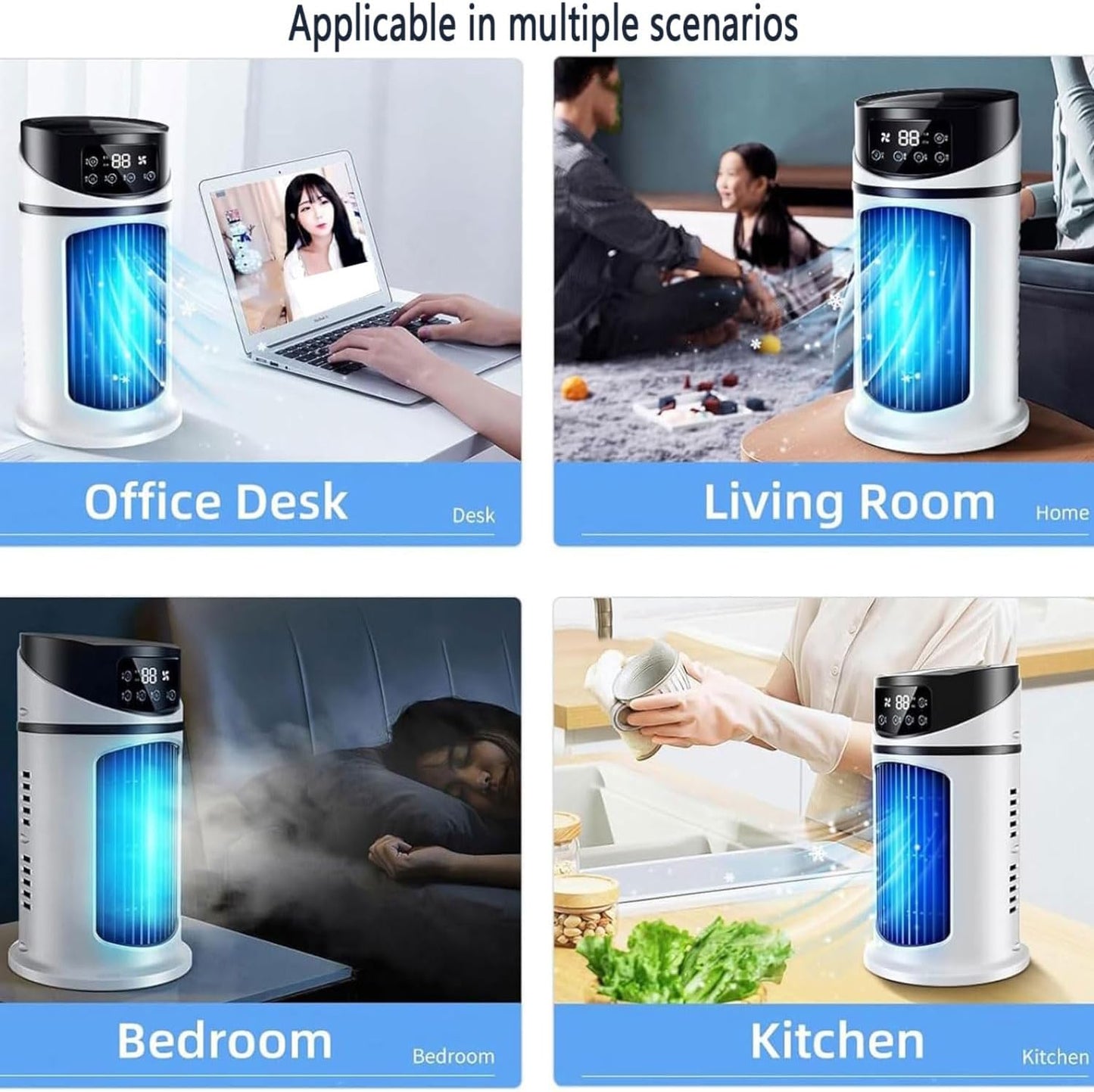 GENERIC Climatiseur Portable SmallAir Avec 6 Vitesses Et 3 Modes, Réservoir D'eau De 300 ML, Rafraîchisseur D'air Personnel Par évaporation, Affichage Numérique, Minuterie 6 H, Ventilateur Et Humidi