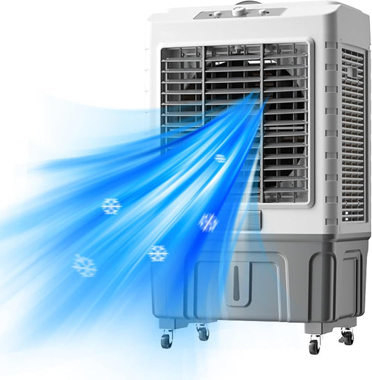 GENERIC Refroidisseur D'air évaporatif Portable, Réglages à 3 Vitesses Et Oscillation à 120 °, Réservoir De 55L Pour Le Refroidissement De Bureau à Domicile, Conception Facile Avec Roues