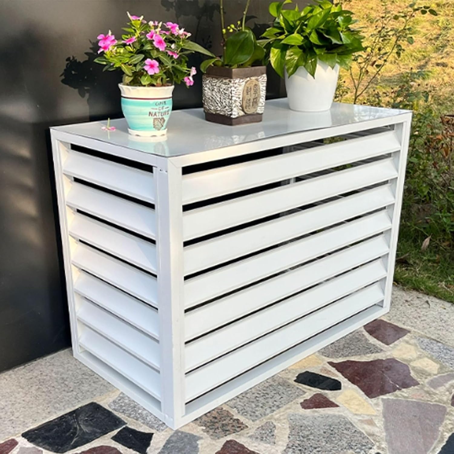 GENERIC Déflecteur De Climatiseur Anti-poussière Et Imperméable Pour Fenêtres à L'intérieur Et à L'extérieur - Toit Plat Blanc - Protège Votre Climatisation Des éléments Extérieurs.