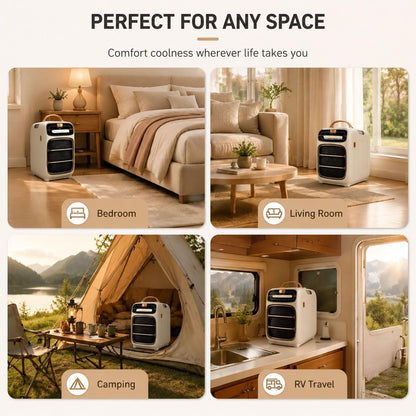  Climatiseur Portable 4800 BTU Pour Camping Et Camping-Car,4-en-1 Silencieux Avec Refroidissement Rapide, Déshumidificateur,420 W Faible Consommation,AC/DC 24 V, Télécommande Et Minuterie 12 H