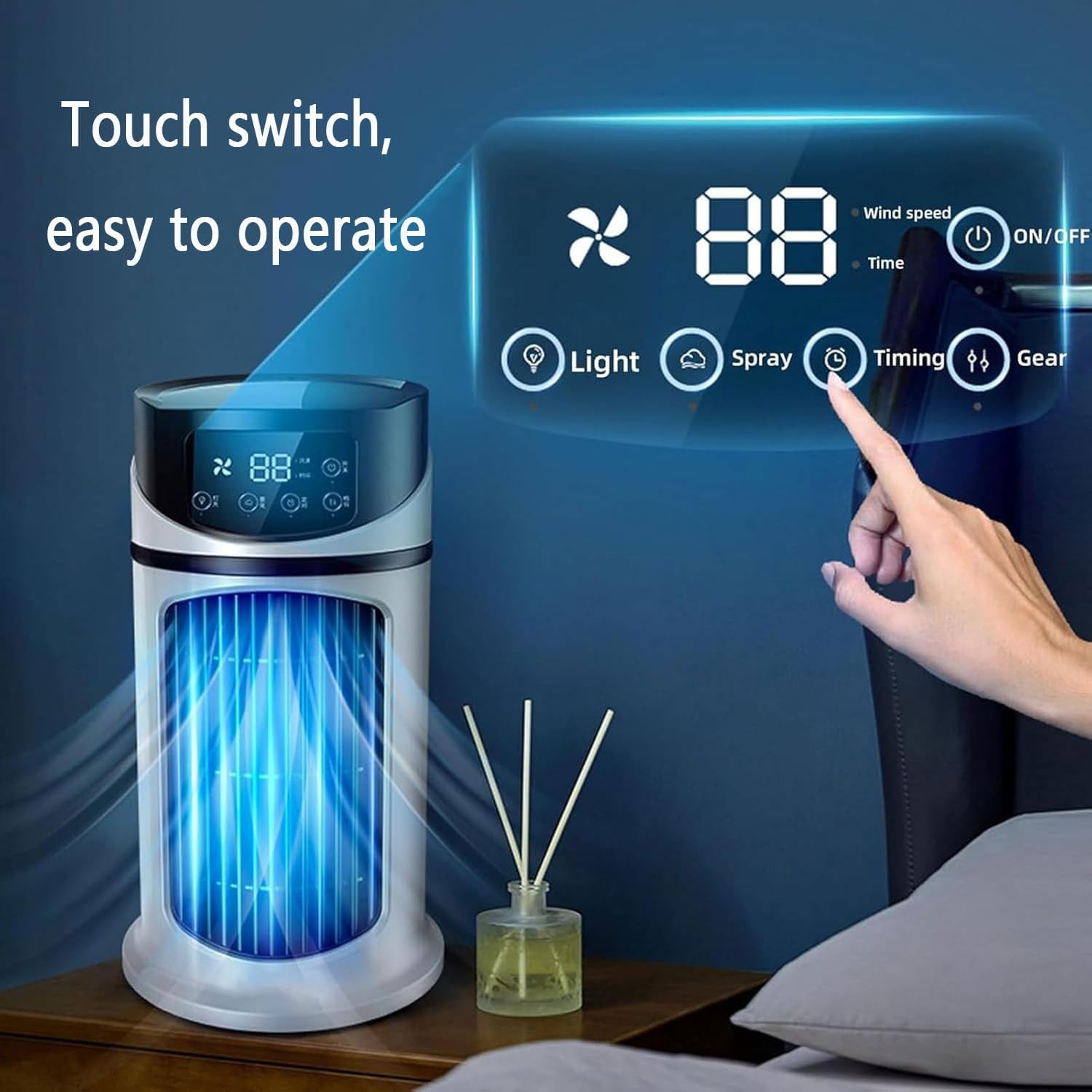 GENERIC Climatiseur Portable SmallAir Avec 6 Vitesses Et 3 Modes, Réservoir D'eau De 300 ML, Rafraîchisseur D'air Personnel Par évaporation, Affichage Numérique, Minuterie 6 H, Ventilateur Et Humidi