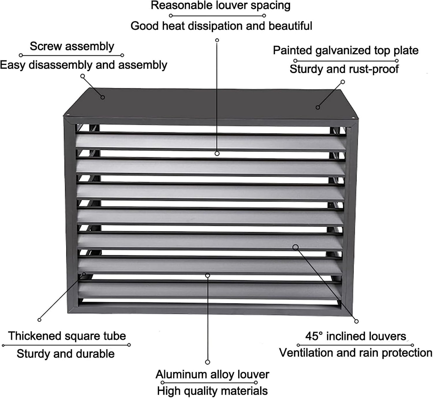  Housse En Aluminium Pour Climatiseur Et Pompe à Chaleur, Protection De L'unité De Climatisation Extérieure – Résistant Aux Intempéries, Gris Et Blanc, Taille 100X Pour Une Durabilité Et Une