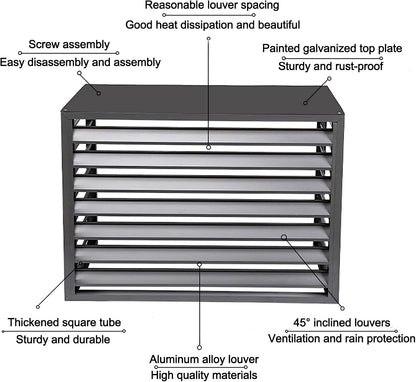  Housse En Aluminium Pour Climatiseur Et Pompe à Chaleur, Protection De L'unité De Climatisation Extérieure – Résistant Aux Intempéries, Gris Et Blanc, Taille 100X Pour Une Durabilité Et Une