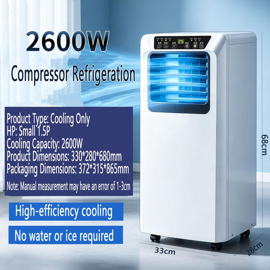 GENERIC Climatiseur Portable, Climatisation Intelligente Silencieuse Avec Mode Veille/déshumidification Froide, Télécommande, Minuterie, Oscillation à 120°, Chambre à Coucher, Bureau