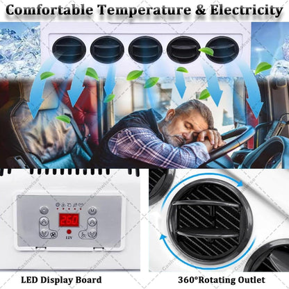 GENERIC Climatiseur De Cabine De Camion Divisé, 11 000 BTU à Refroidissement Rapide Divisé, Climatiseur 12 V/24 V Pour Semi-camions, Voiture, Bus, Camping-car, Caravane, Noir, 24 V