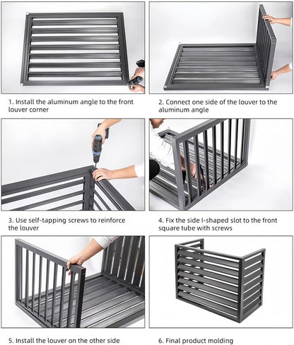 GENERIC Clôture De Climatiseur D'extérieur à 4 Panneaux En Aluminium Pour Protection De L'intimité Et Protection - Gris - 100 Cm - Cachez Votre Unité De Climatisation De Manière élégante Et Sécurisée