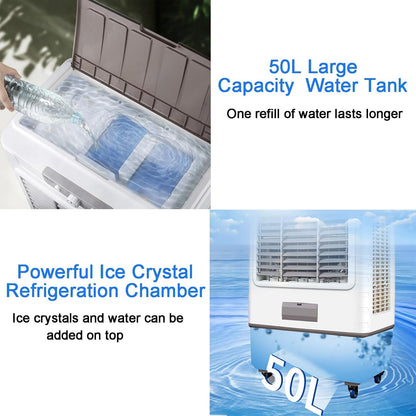 GENERIC Haut CFM Industriel évaporateur Refroidisseur 4500m3H Grand 50L Réservoir Mobile Climatiseur Ventilateur Avec Swing Réglable Et Cristaux De Glace Pour Le Refroidissement D'usine D'entrepôt