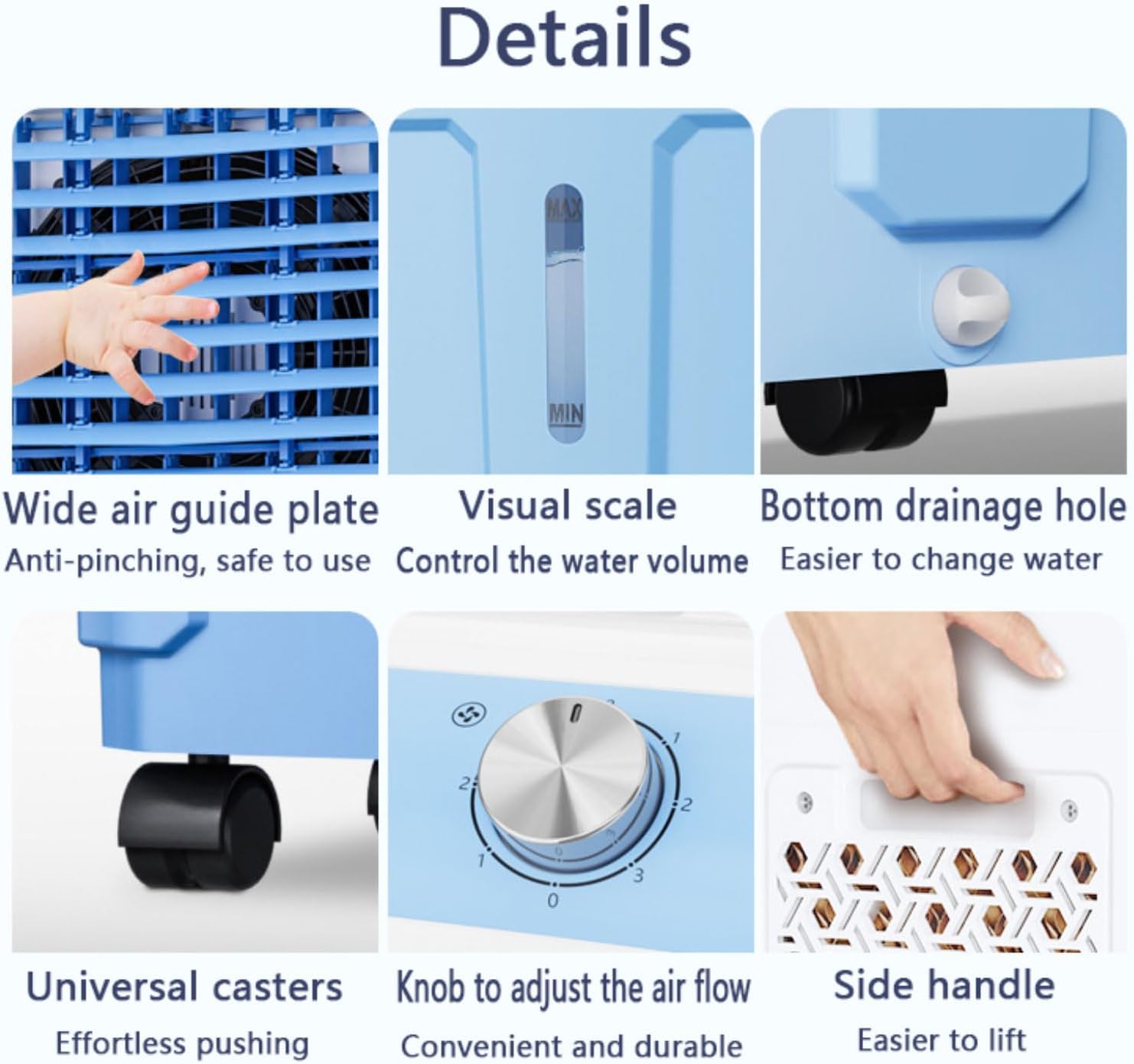  Climatiseur Portable Avec Moteur En Cuivre Amélioré, Grand Réservoir D'eau Pour Refroidissement Intérieur Et Extérieur, Refroidisseur D'air Par évaporation 3 En 1