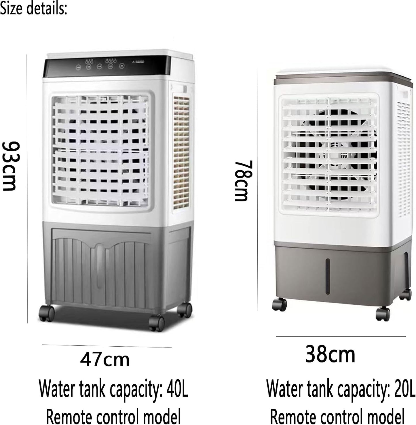 GENERIC Refroidisseur D'air évaporatif Portable 40L Avec Télécommande, 3 Vitesses Et 7.5H Minuterie, 120 Ventilateur De Refroidissement Mobile D'économie D'énergie D'oscillation Pour Le Fonctionnement Silenci