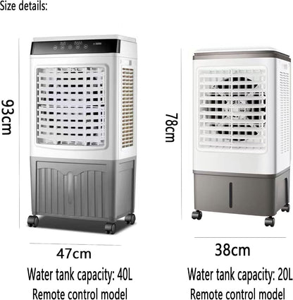 GENERIC Refroidisseur D'air évaporatif Portable 40L Avec Télécommande, 3 Vitesses Et 7.5H Minuterie, 120 Ventilateur De Refroidissement Mobile D'économie D'énergie D'oscillation Pour Le Fonctionnement Silenci