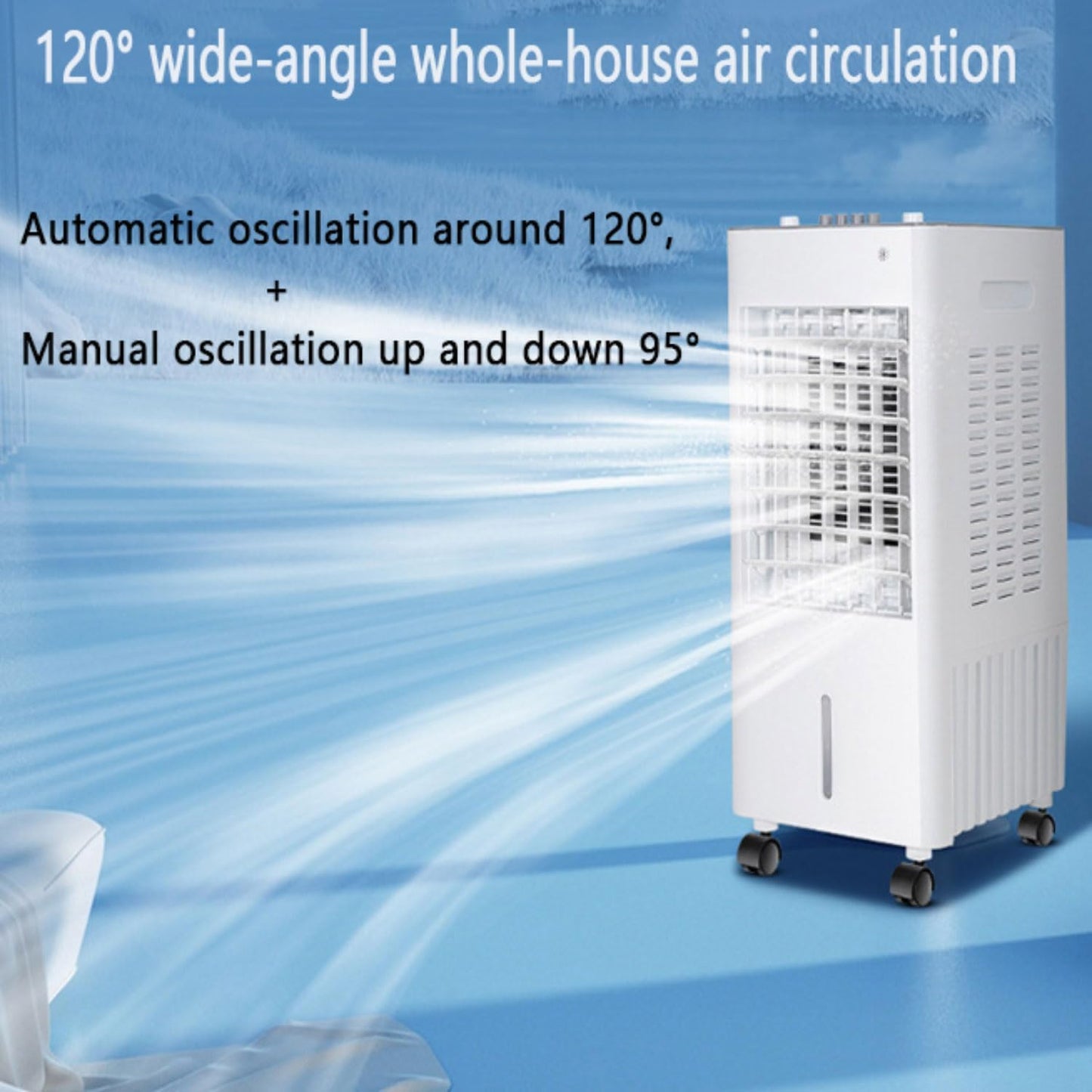 GENERIC Refroidisseur D'air Portable Avec Réservoir De 10L, 3 étapes Et 120 ° Pivotant.Quiet 35dB, Roulettes Pour Jardin, Garage Ou Bureau.avec 2 Batteries Réfrigérées Pour La Brise Fraîche.