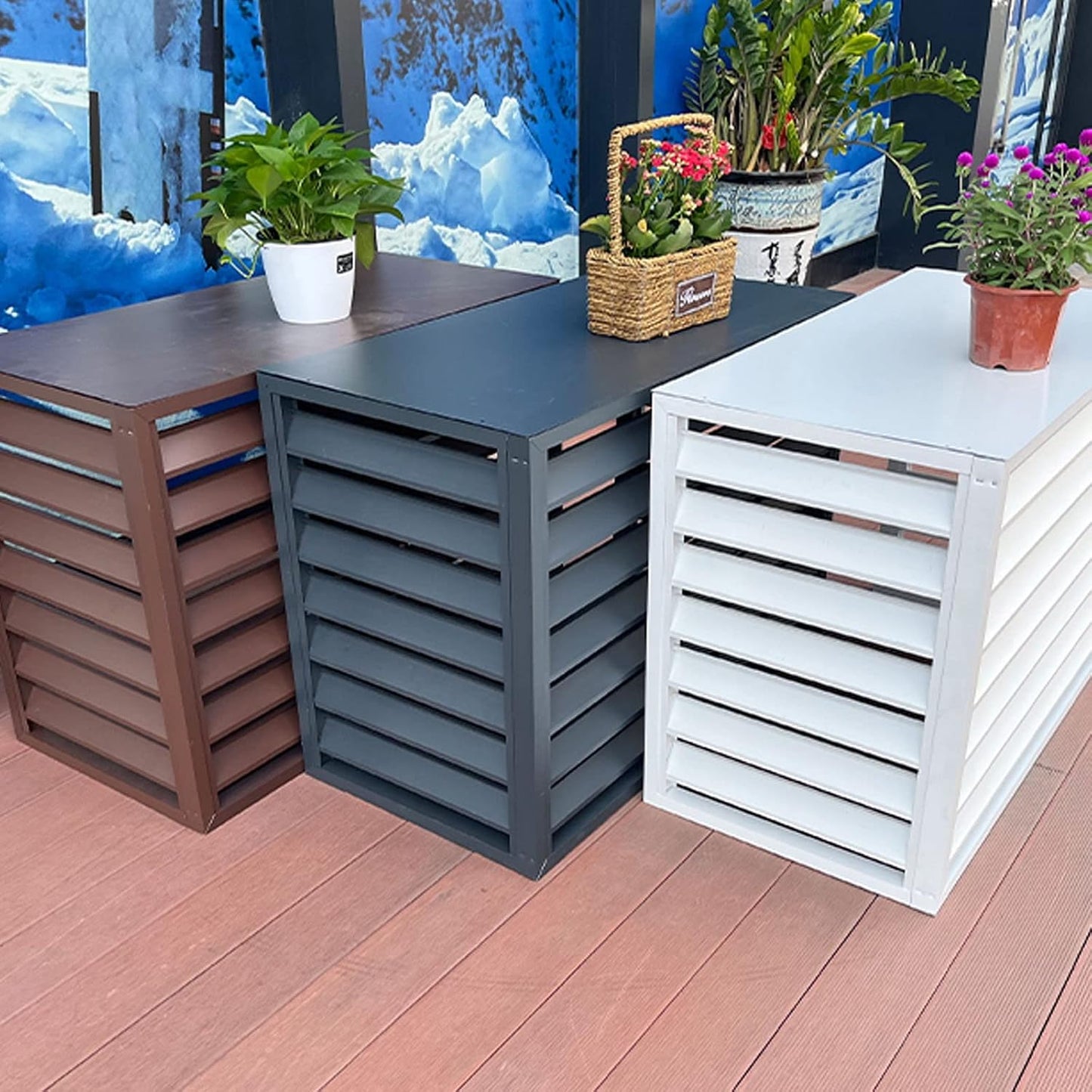 GENERIC Housse Grise Pour Climatiseur – Protection Extérieure Et Intérieure En Alliage D'aluminium Pour Unités De Fenêtre, Protection Contre La Pluie Et Clôture D'intimité, Idéale Pour Dissimuler Les Unités