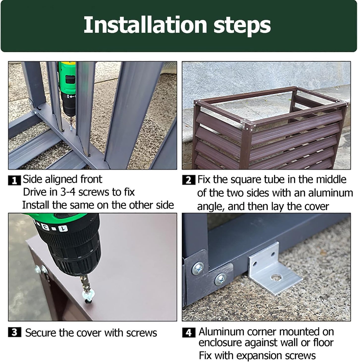 GENERIC Housse De Protection Pour Climatiseur Extérieur En Aluminium Résistant Aux Intempéries Pour Unités Centrales AC - Boîtier à Persiennes Autonomes Pour Ordures Et Unités AC