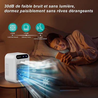  Climatiseur Mobile, Climatiseur Portable Silencieux 4 En 1, Capacité De 500 Ml, Deux Vitesses De Ventilation, Deux Modes De Pulvérisation, Mini Climatiseur, Convient Aux Bureaux Touches Tactiles