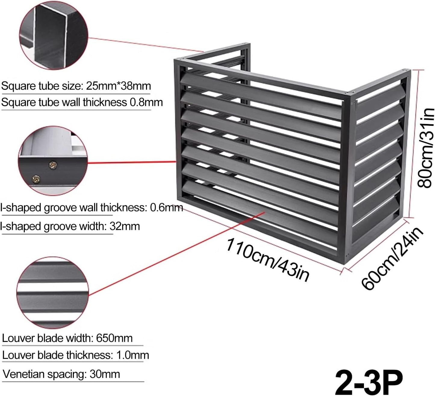 GENERIC Housse Réglable Pour Climatiseur Extérieur – Stores Divisés En Aluminium Résistant Aux Intempéries Et Bouclier De Pompe à Chaleur, Couleur élégante Pour Dissimuler L'unité AC, Clôture Durable Et