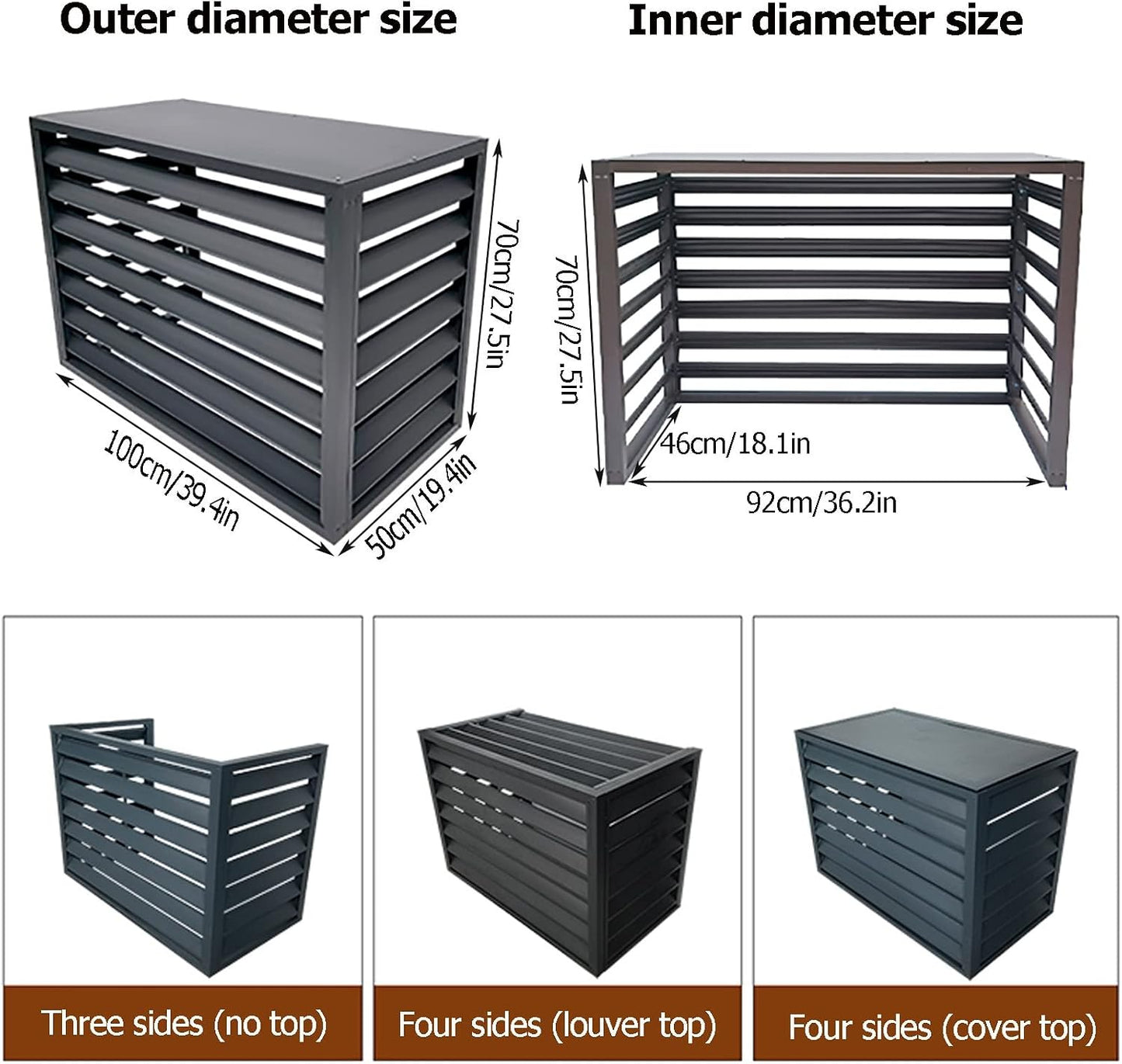 GENERIC Housse De Protection Pour Climatiseur Extérieur En Aluminium Résistant Aux Intempéries Pour Unités Centrales AC - Boîtier à Persiennes Autonomes Pour Ordures Et Unités AC