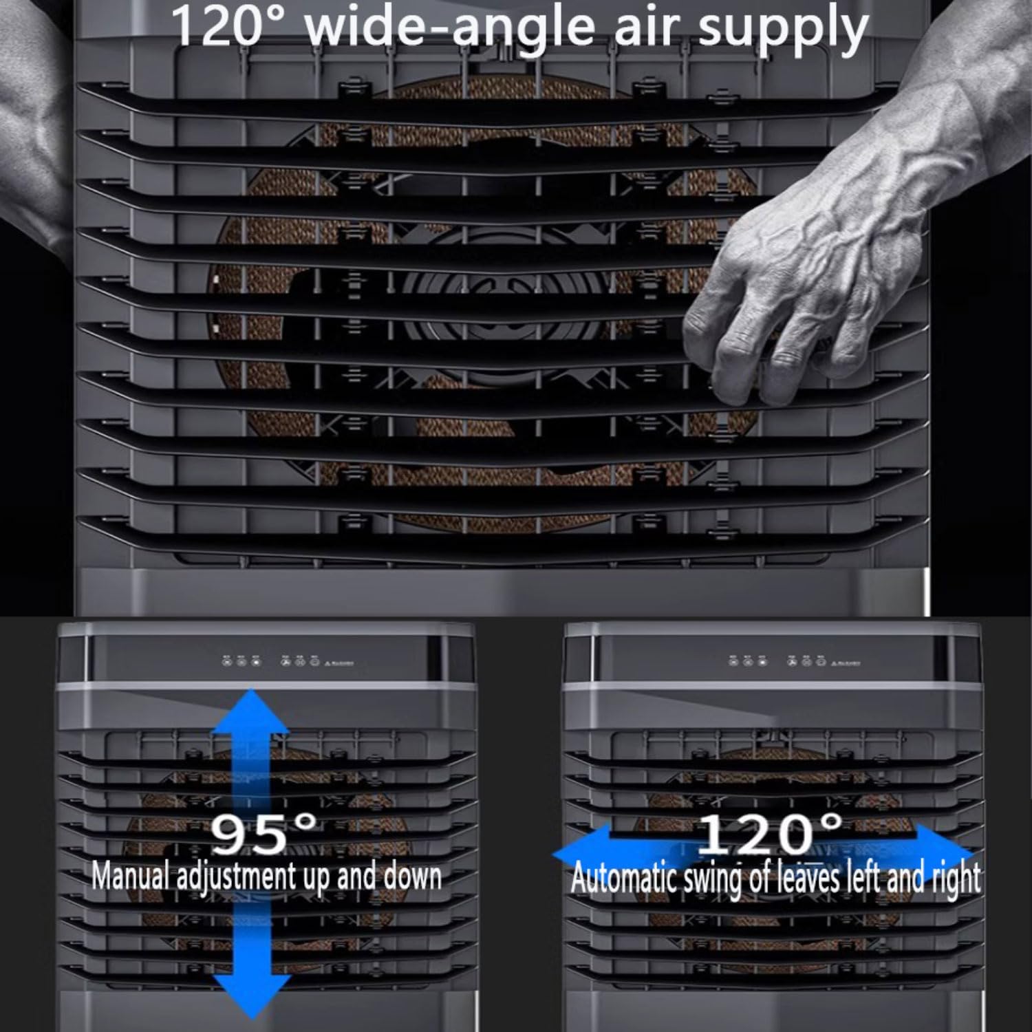 GENERIC Climatiseur Portable 3-in-1 Unité Efficace Pour L'énergie Avec Télécommande, Oscillation à 120 °, Réservoir D'eau Extra Grand 50L, Minuterie De 12 Heures, Idéal Pour La Chambre Et Le Camping-Car