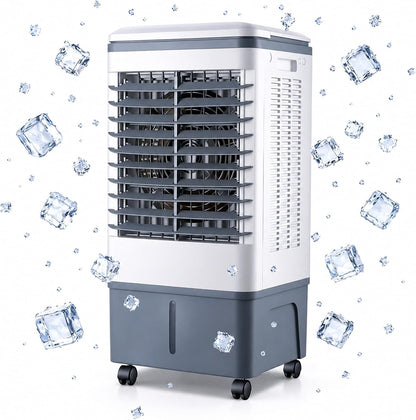 GENERIC Refroidisseur D'air évaporatif Compact Avec Télécommande, Ventilateur à 3 Vitesses, Minuterie 7.5H, Packs De Glace Et Roues Verrouillables Pour Chambre à Coucher, Bureau, Confort De Refroidissement De