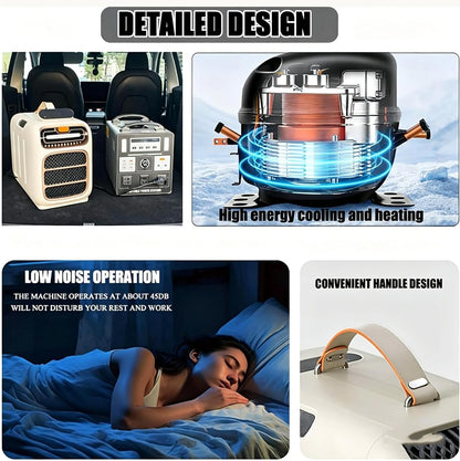  Climatiseur D'extérieur Portable,Climatiseur Mobile,pour Tente,Refroidissement/Chauffage,3 Vitesses De Ventilation,Faible Consommation D'énergie Aucune Installation Nécessaire Cold+Heat