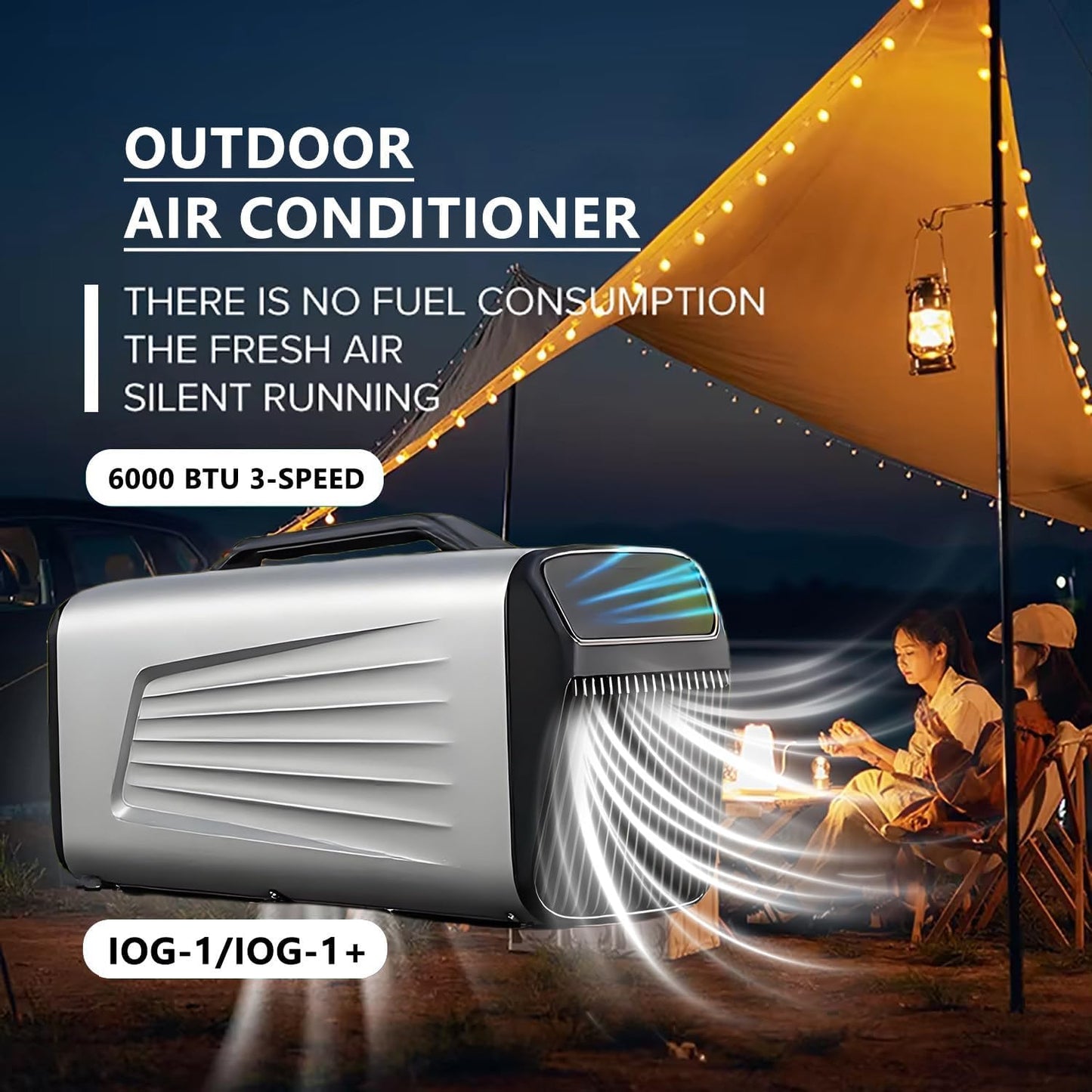  Climatiseur De Camping Portable - 6000 BTU 4-en-1 Unité Avec Télécommande, Refroidissement, Ventilateur, Déshumidification, Modes De Sommeil, Panneau Tactile à 3 Vitesses Pour La Tente Ou L'utilisatio